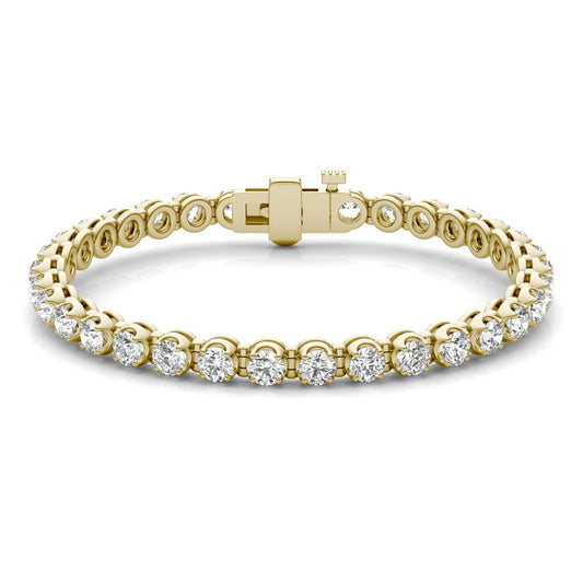 8 1/2 CTW Round Caydia Lab Grown Diamond Four Prong Tennis Bracelet 14K Yellow Gold