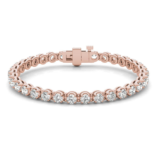 8 1/2 CTW Round Caydia Lab Grown Diamond Four Prong Tennis Bracelet 14K Rose Gold