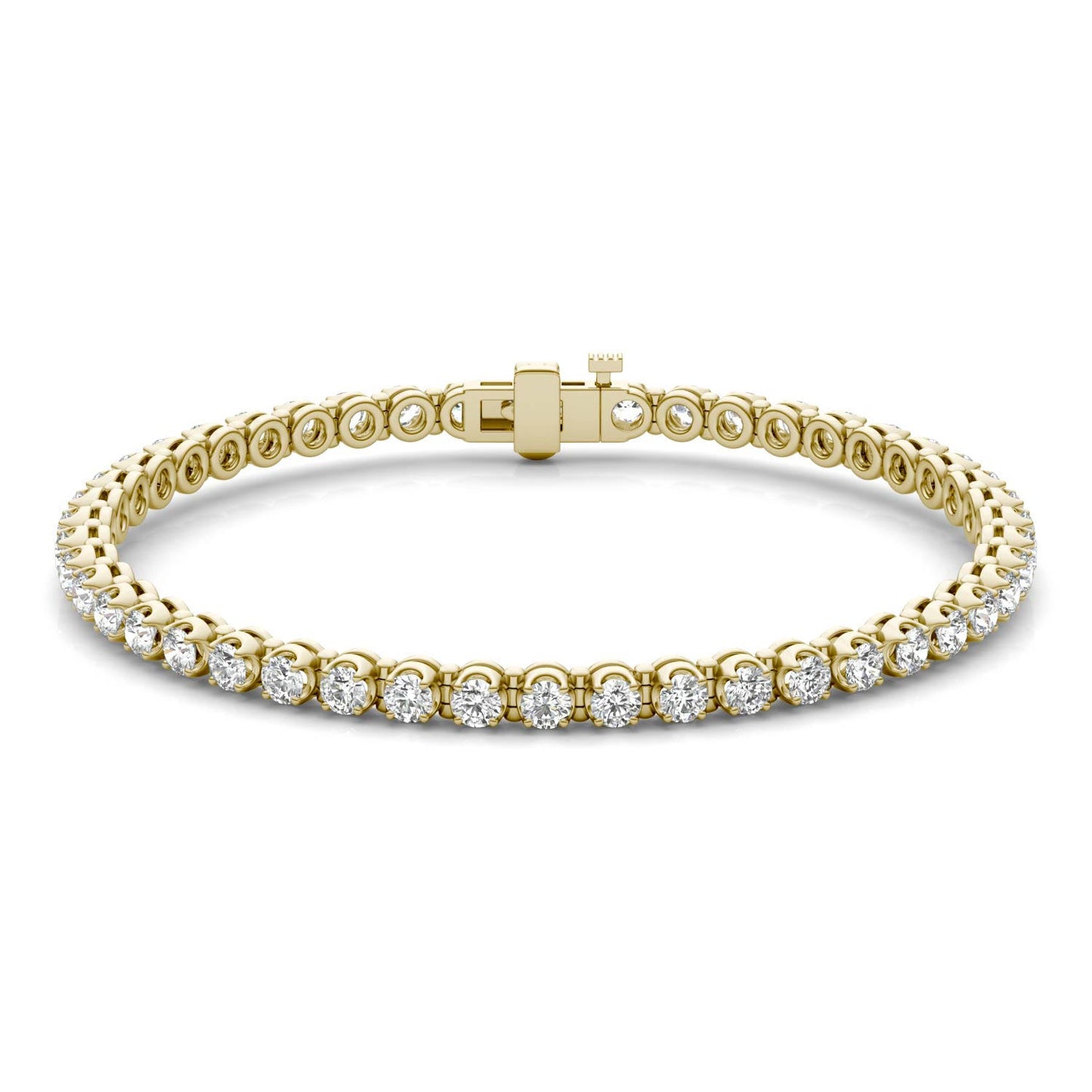 2 7/8 CTW Round Caydia Lab Grown Diamond Four Prong Tennis Bracelet 14K Yellow Gold