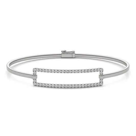 5/8 CTW Round Caydia Lab Grown Diamond Rectangle Bangle Bracelet 14K White Gold Stone Color F