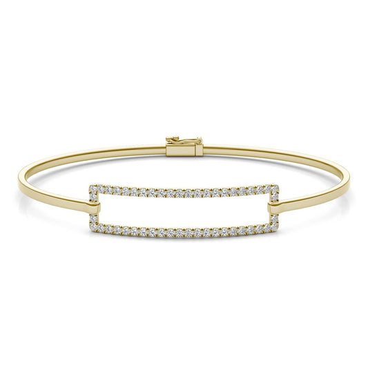 5/8 CTW Round Caydia Lab Grown Diamond Rectangle Bangle Bracelet 14K Yellow Gold Stone Color F