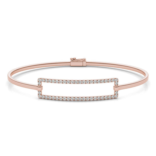 5/8 CTW Round Caydia Lab Grown Diamond Rectangle Bangle Bracelet 14K Rose Gold Stone Color F