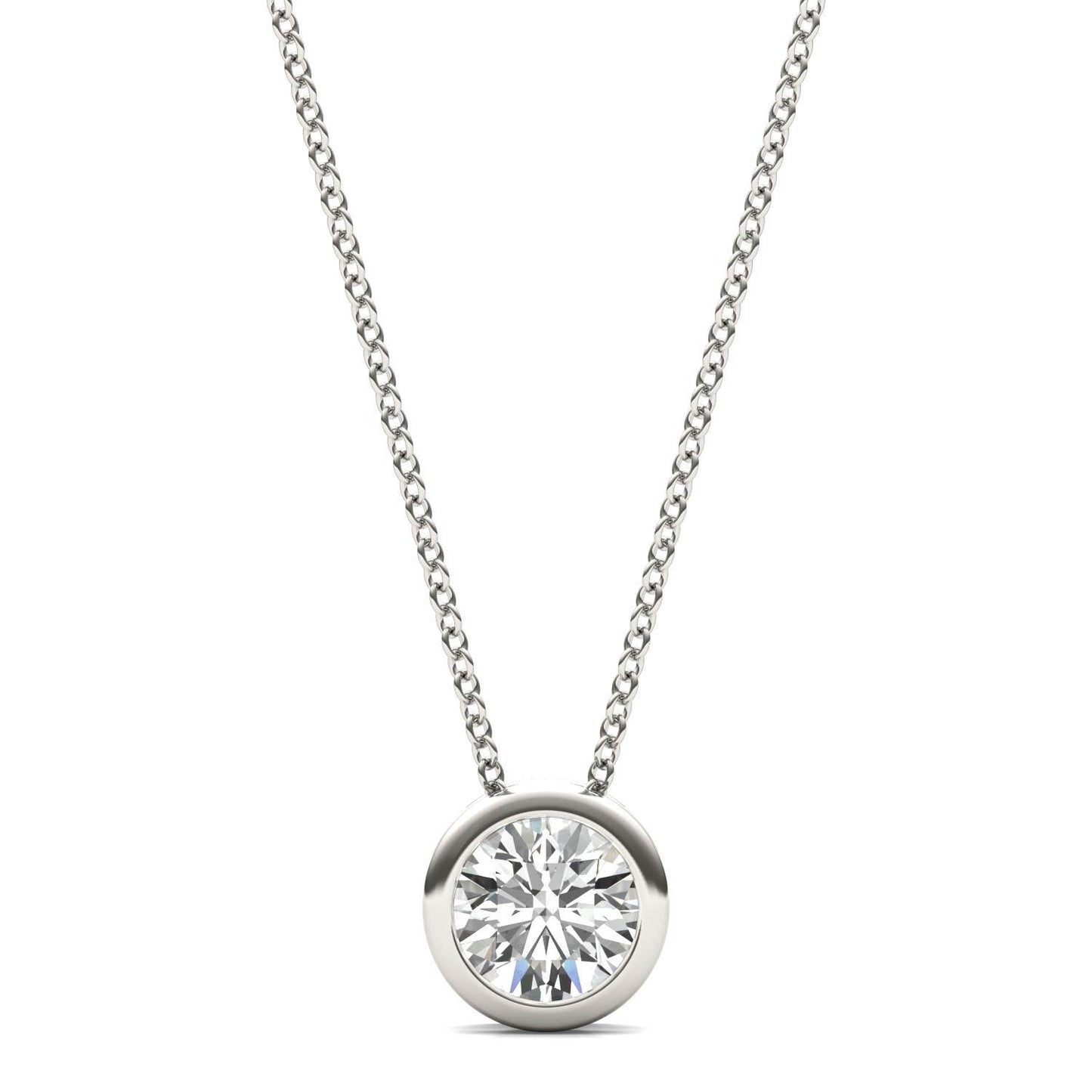 1/2 CTW Round Caydia Lab Grown Diamond Bezel Set Solitaire Necklace Platinum