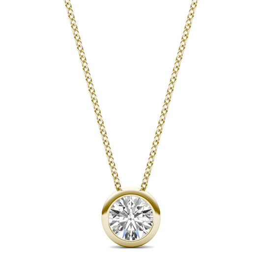 1/2 CTW Round Caydia Lab Grown Diamond Bezel Set Solitaire Necklace 18K Yellow Gold