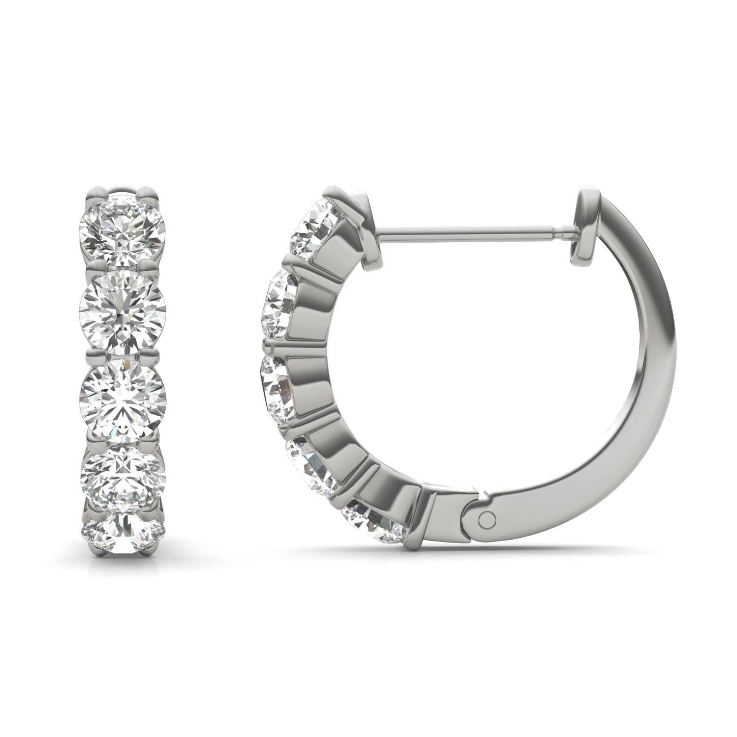 1 5/8 CTW Round Caydia Lab Grown Diamond Mini Hoop Earrings 14K White Gold