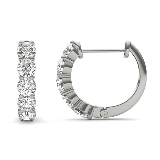 1 5/8 CTW Round Caydia Lab Grown Diamond Mini Hoop Earrings 14K White Gold