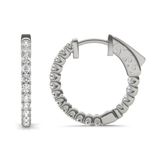 2/3 CTW Round Caydia Lab Grown Diamond Hoop Earrings 14K White Gold