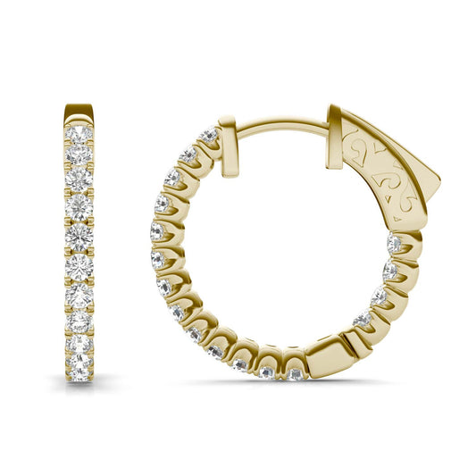 2/3 CTW Round Caydia Lab Grown Diamond Hoop Earrings 14K Yellow Gold