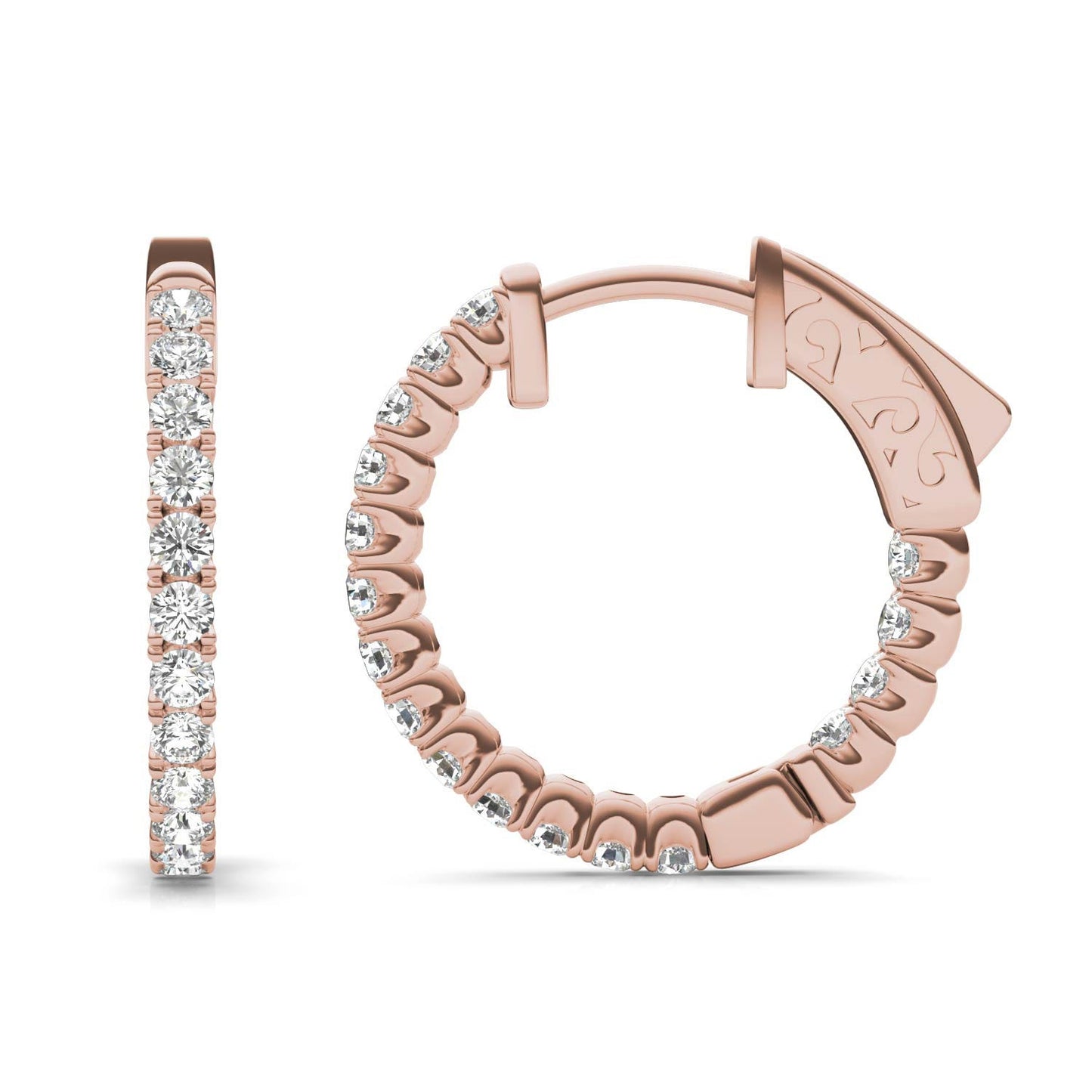 2/3 CTW Round Caydia Lab Grown Diamond Hoop Earrings 14K Rose Gold