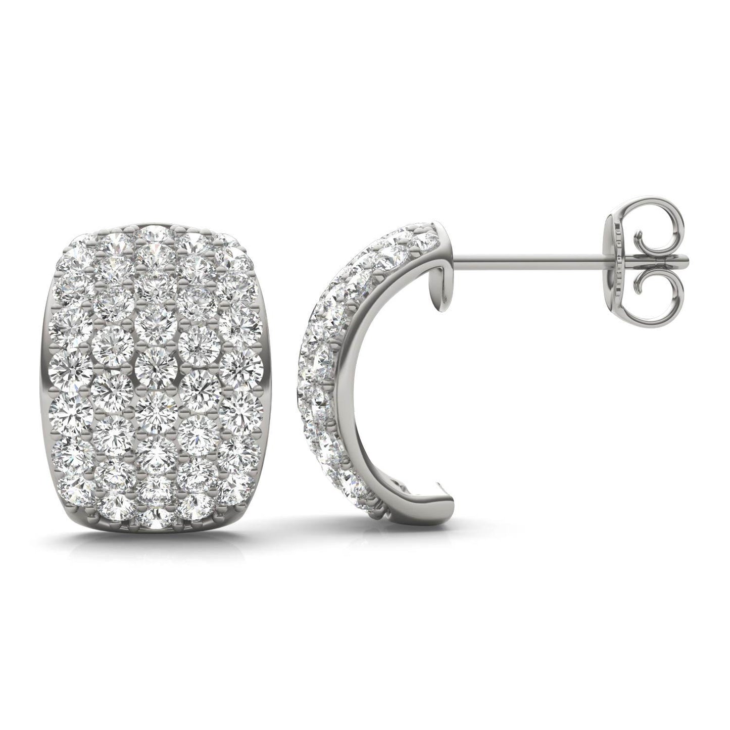 1 7/8 CTW Round Caydia Lab Grown Diamond Five Row Hoop Earrings 14K White Gold