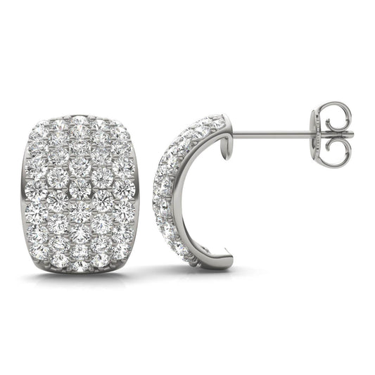 1 7/8 CTW Round Caydia Lab Grown Diamond Five Row Hoop Earrings 14K White Gold