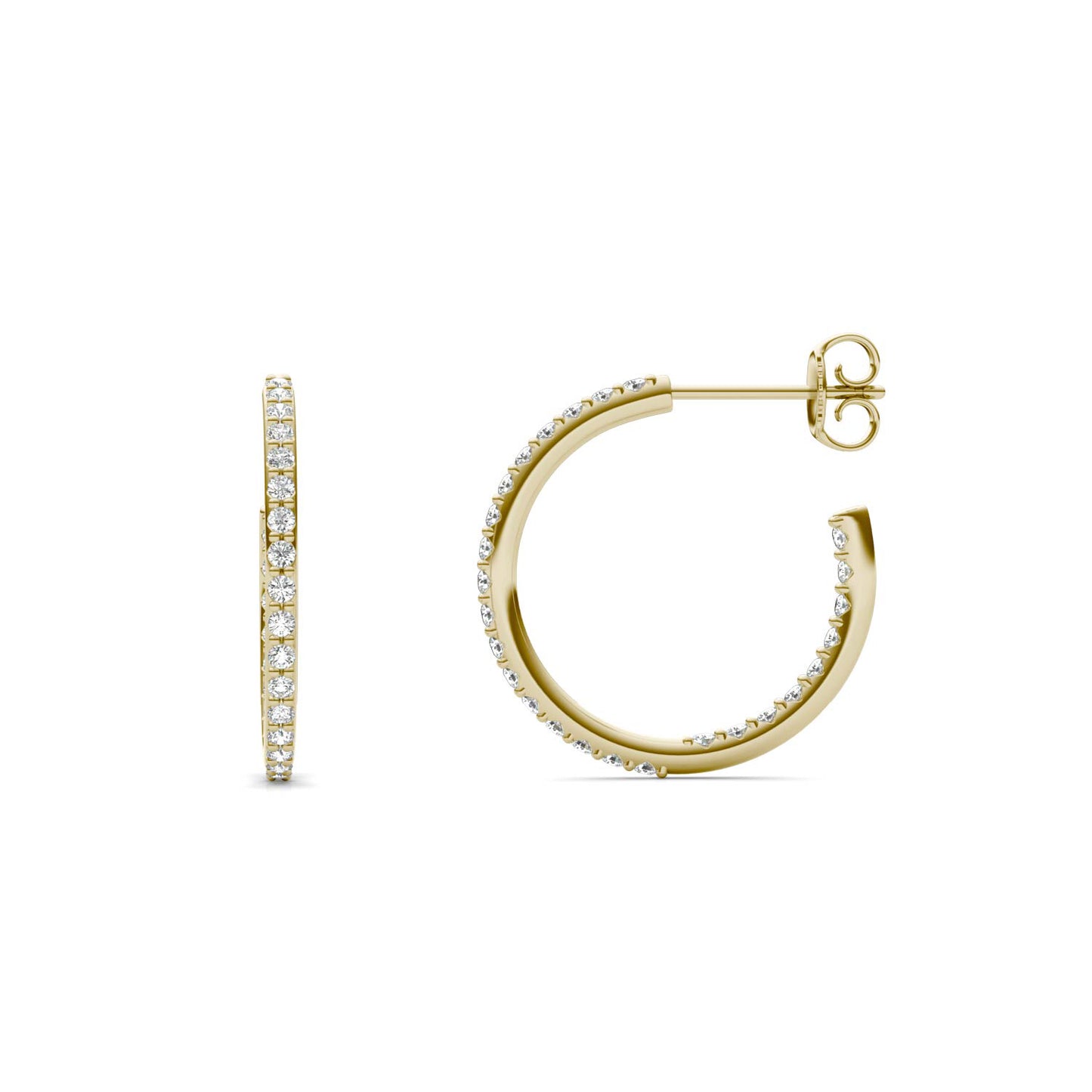 1/2 CTW Round Caydia Lab Grown Diamond Inside Out Hoop Earrings 18K Yellow Gold