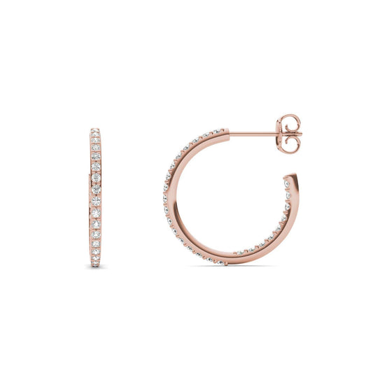 1/2 CTW Round Caydia Lab Grown Diamond Inside Out Hoop Earrings 18K Rose Gold
