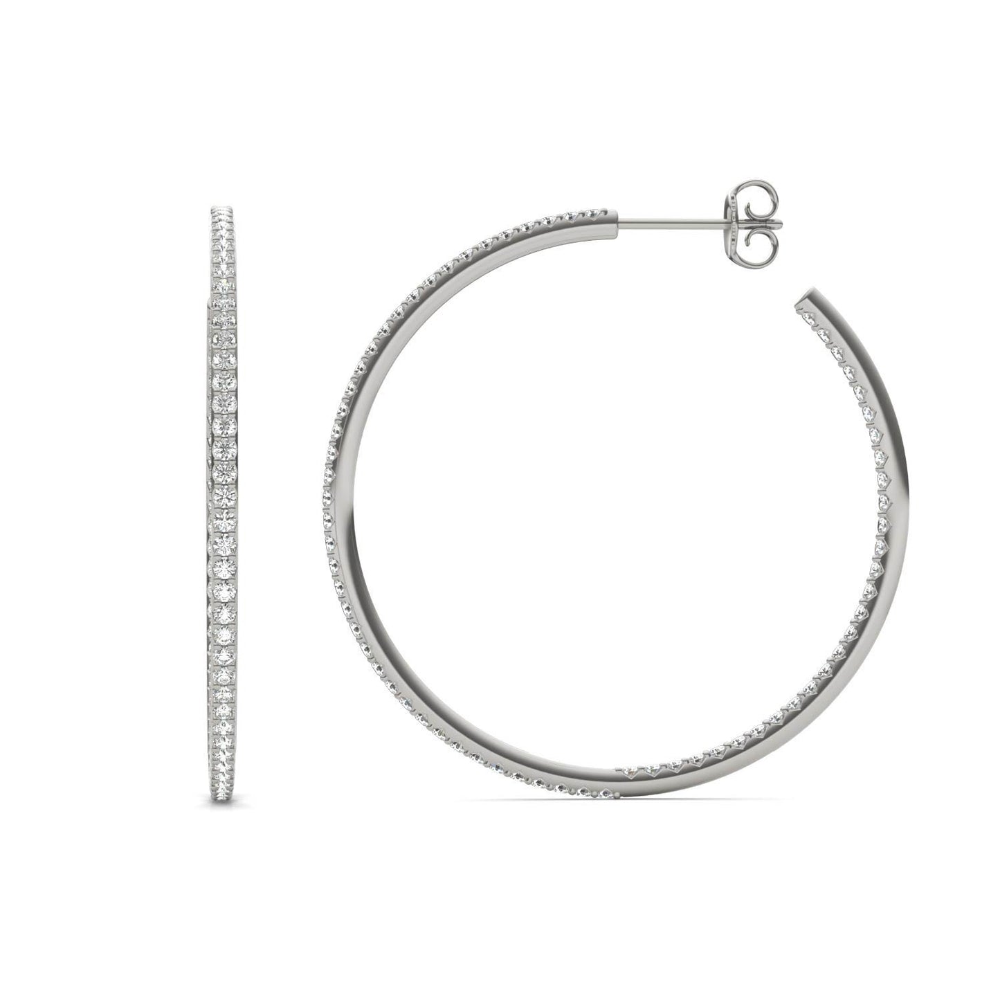 1 1/3 CTW Round Caydia Lab Grown Diamond Inside Out Hoop Earrings 18K White Gold