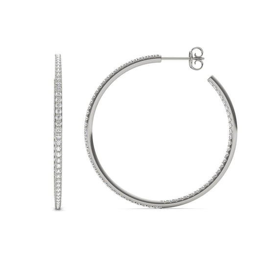 1 1/3 CTW Round Caydia Lab Grown Diamond Inside Out Hoop Earrings 18K White Gold