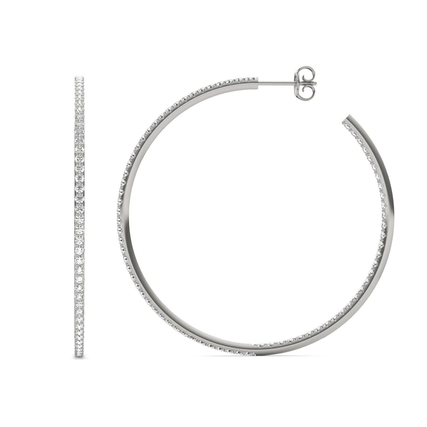2 CTW Round Caydia Lab Grown Diamond Inside Out Hoop Earrings 18K White Gold