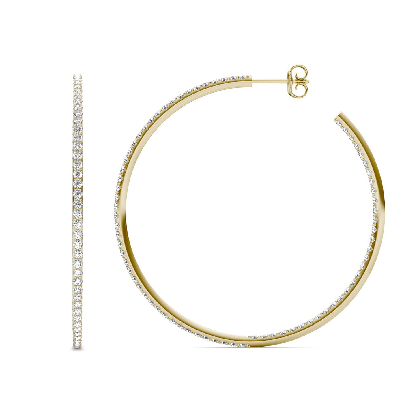 2 CTW Round Caydia Lab Grown Diamond Inside Out Hoop Earrings 18K Yellow Gold