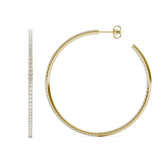 2 CTW Round Caydia Lab Grown Diamond Inside Out Hoop Earrings 18K Yellow Gold