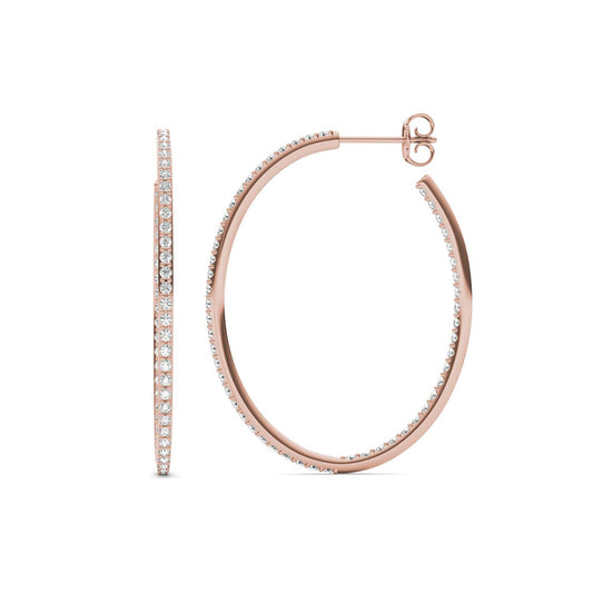 1 CTW Round Caydia Lab Grown Diamond Oval Inside Out Hoop Earrings 18K Rose Gold