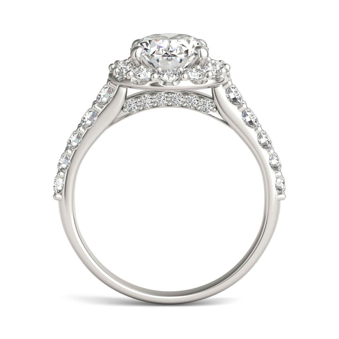 3 CTW Oval Caydia Lab Grown Diamond Shared Prong Halo Engagement Ring Platinum