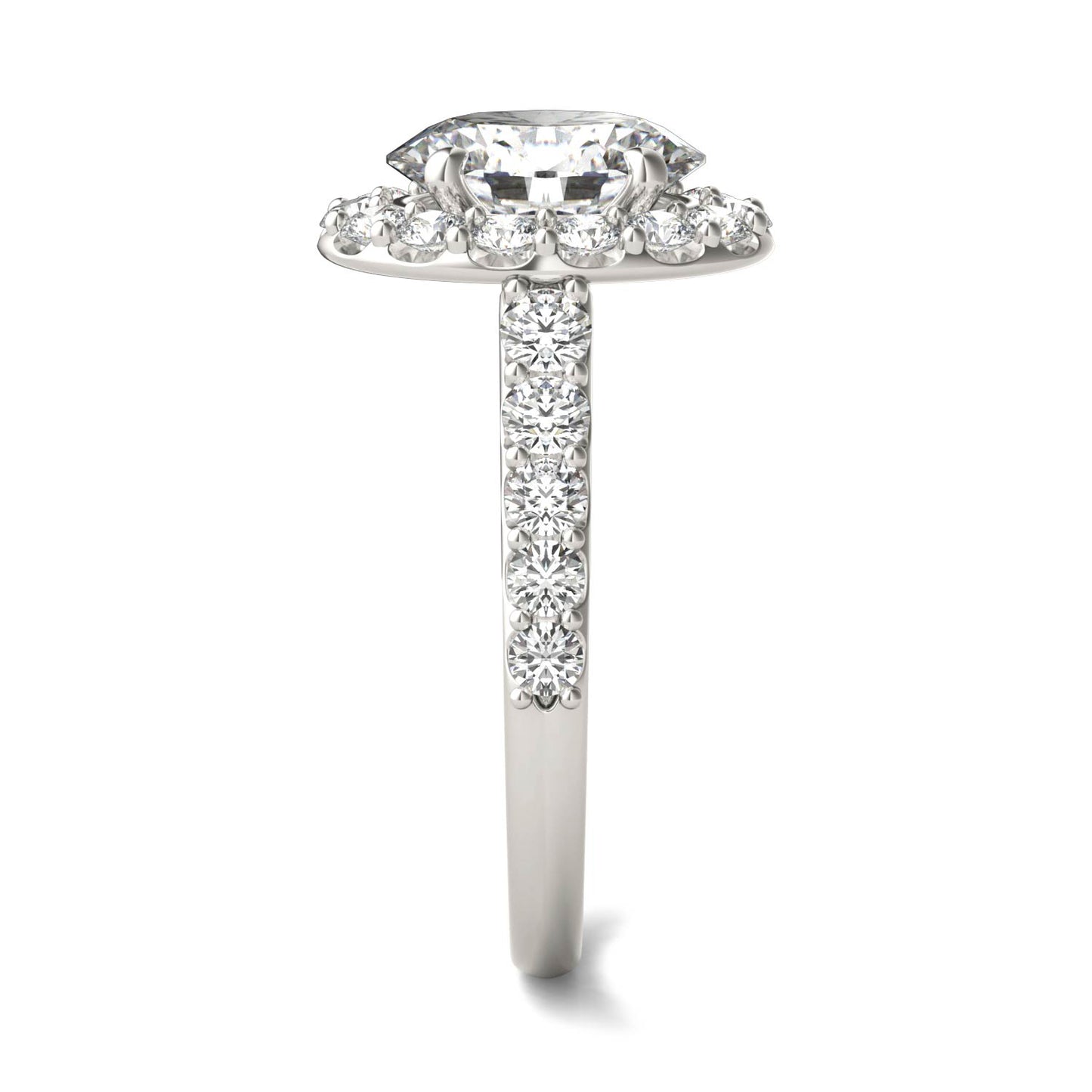 3 CTW Oval Caydia Lab Grown Diamond Shared Prong Halo Engagement Ring Platinum