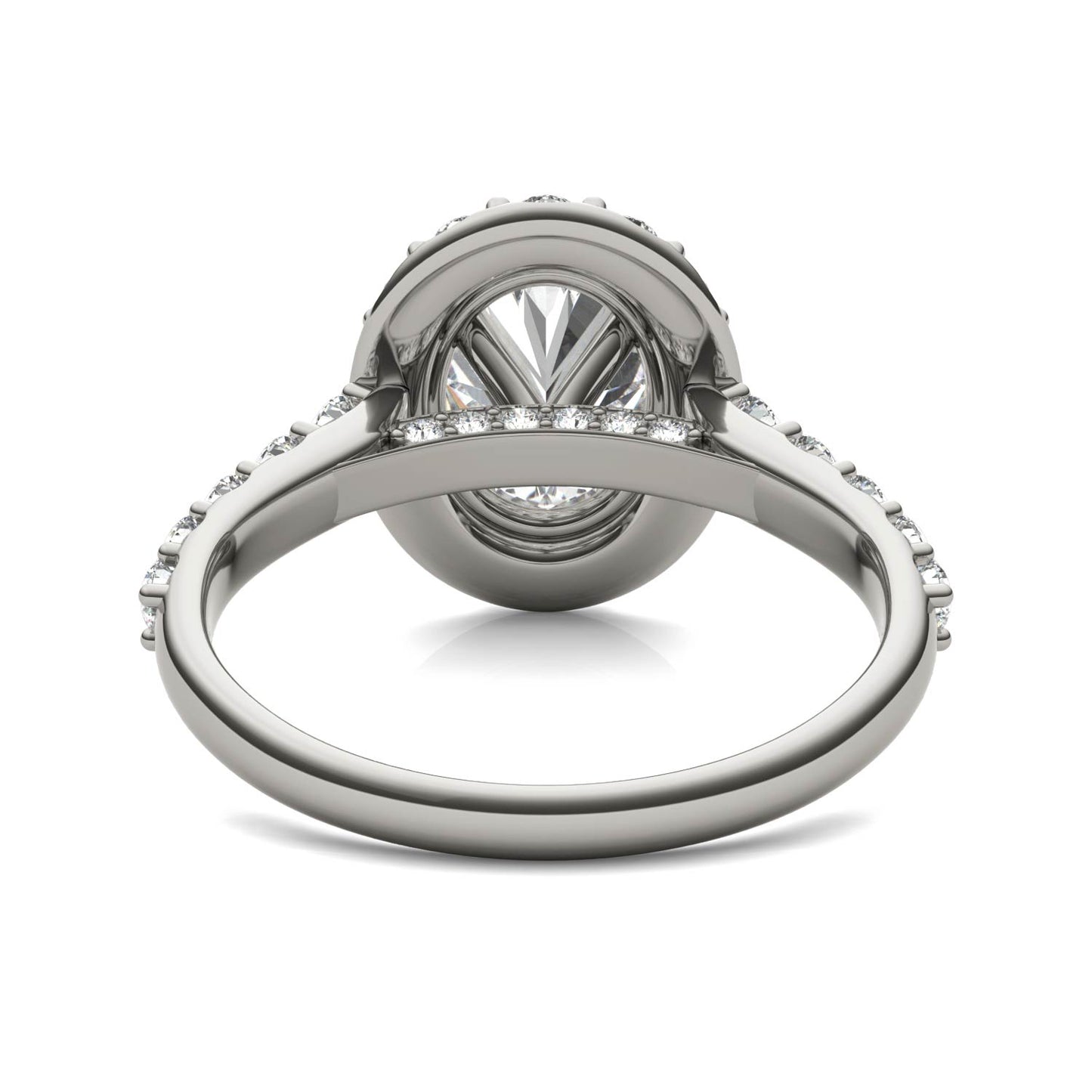 3 CTW Oval Caydia Lab Grown Diamond Shared Prong Halo Engagement Ring Platinum