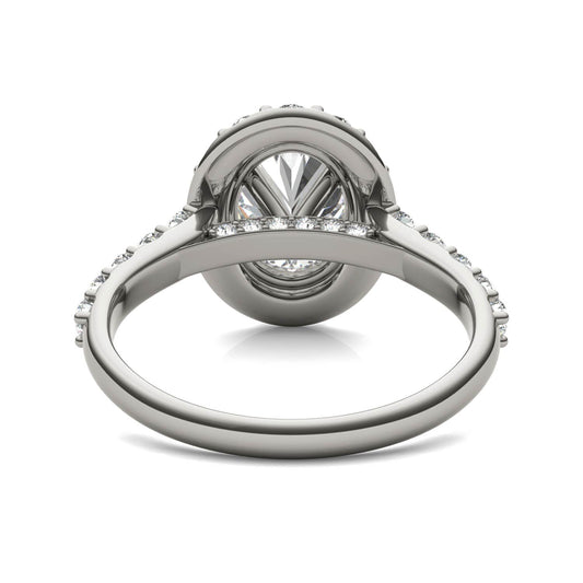 3 CTW Oval Caydia Lab Grown Diamond Shared Prong Halo Engagement Ring Platinum