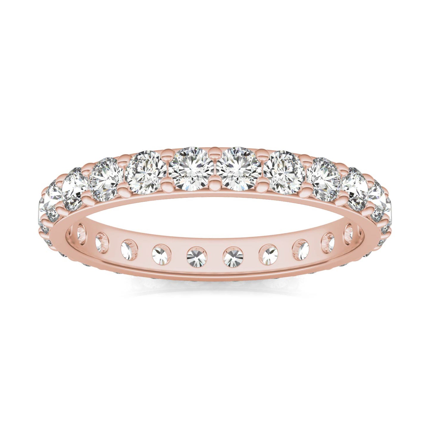 1 1/3 CTW Round Caydia Lab Grown Diamond Shared Prong Eternity Band 14K Rose Gold