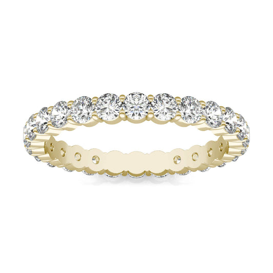1 1/3 CTW Round Caydia Lab Grown Diamond Scallop Edge Eternity Band Ring 14K Yellow Gold