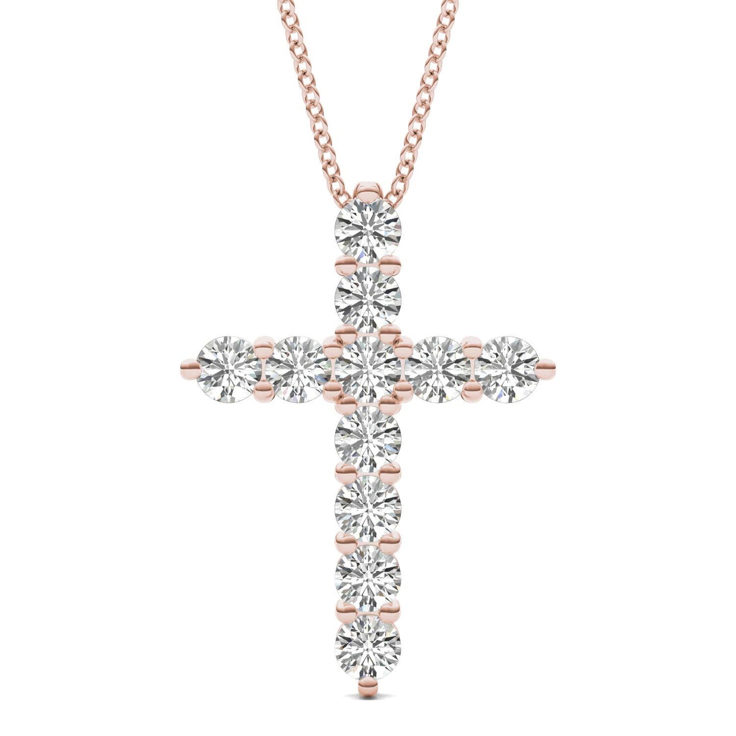 1/2 CTW Round Caydia Lab Grown Diamond Cross Pendant Necklace 14K Rose Gold