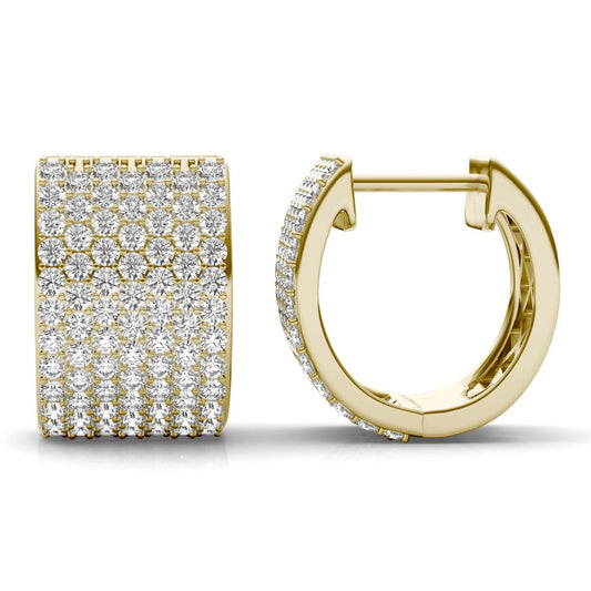 2 1/3 CTW Round Caydia Lab Grown Diamond Micro Pave Hoop Earrings 14K Yellow Gold