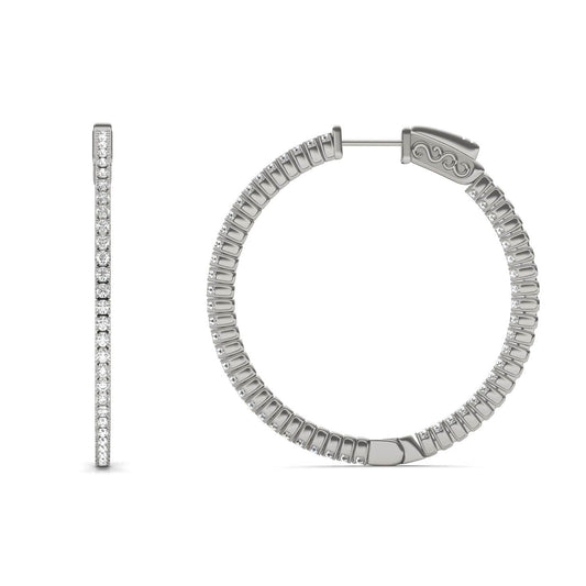 1 CTW Round Caydia Lab Grown Diamond Inside Out Earrings 14K White Gold