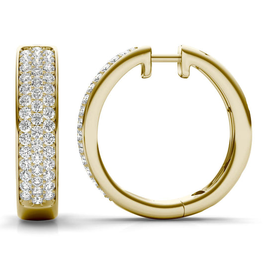 1 1/5 CTW Round Caydia Lab Grown Diamond Pave Hoop Earrings 14K Yellow Gold