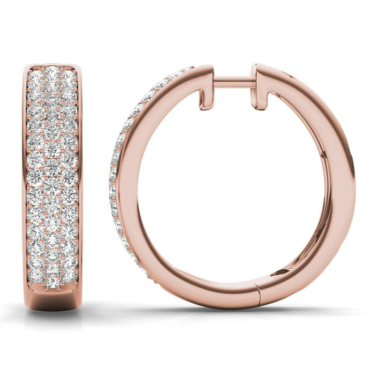 1 1/5 CTW Round Caydia Lab Grown Diamond Pave Hoop Earrings 14K Rose Gold
