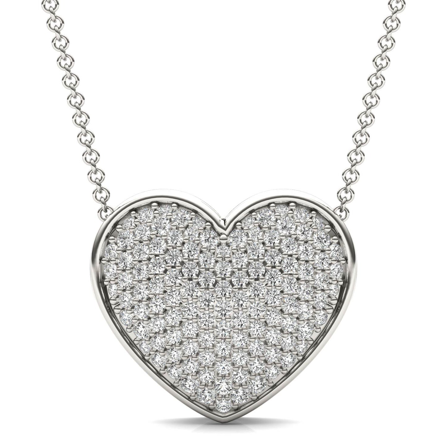 7/8 CTW Round Caydia Lab Grown Diamond Signature Pave Heart Necklace 18K White Gold