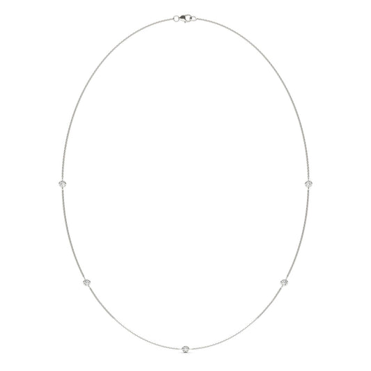 1/2 CTW Round Caydia Lab Grown Diamond 18in Station Necklace 14K White Gold