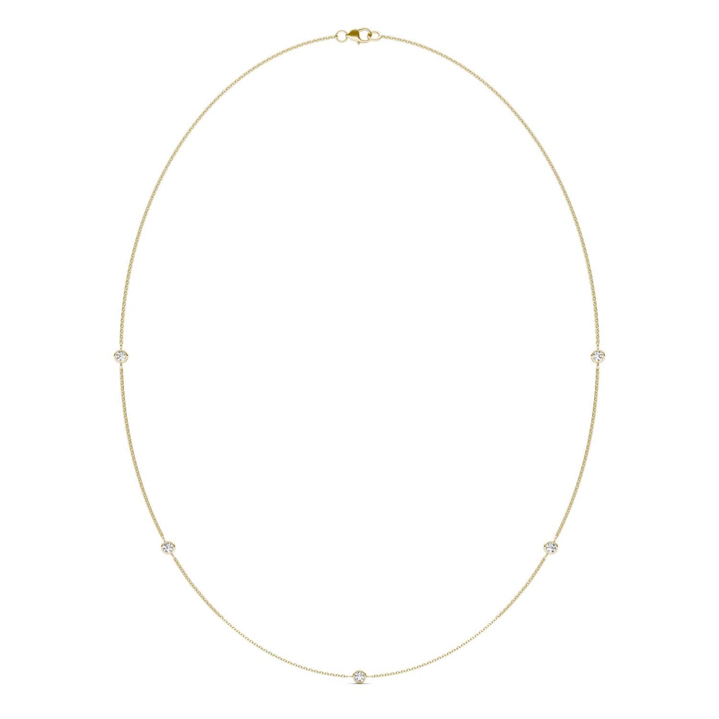 1/2 CTW Round Caydia Lab Grown Diamond 18in Station Necklace 14K Yellow Gold