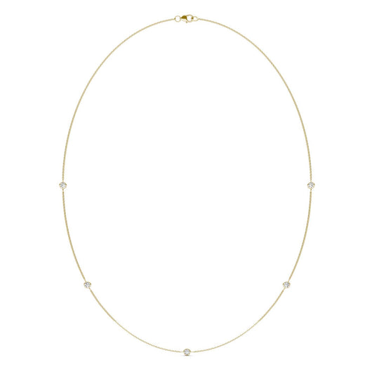 1/2 CTW Round Caydia Lab Grown Diamond 18in Station Necklace 14K Yellow Gold