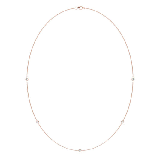 1/2 CTW Round Caydia Lab Grown Diamond 18in Station Necklace 14K Rose Gold