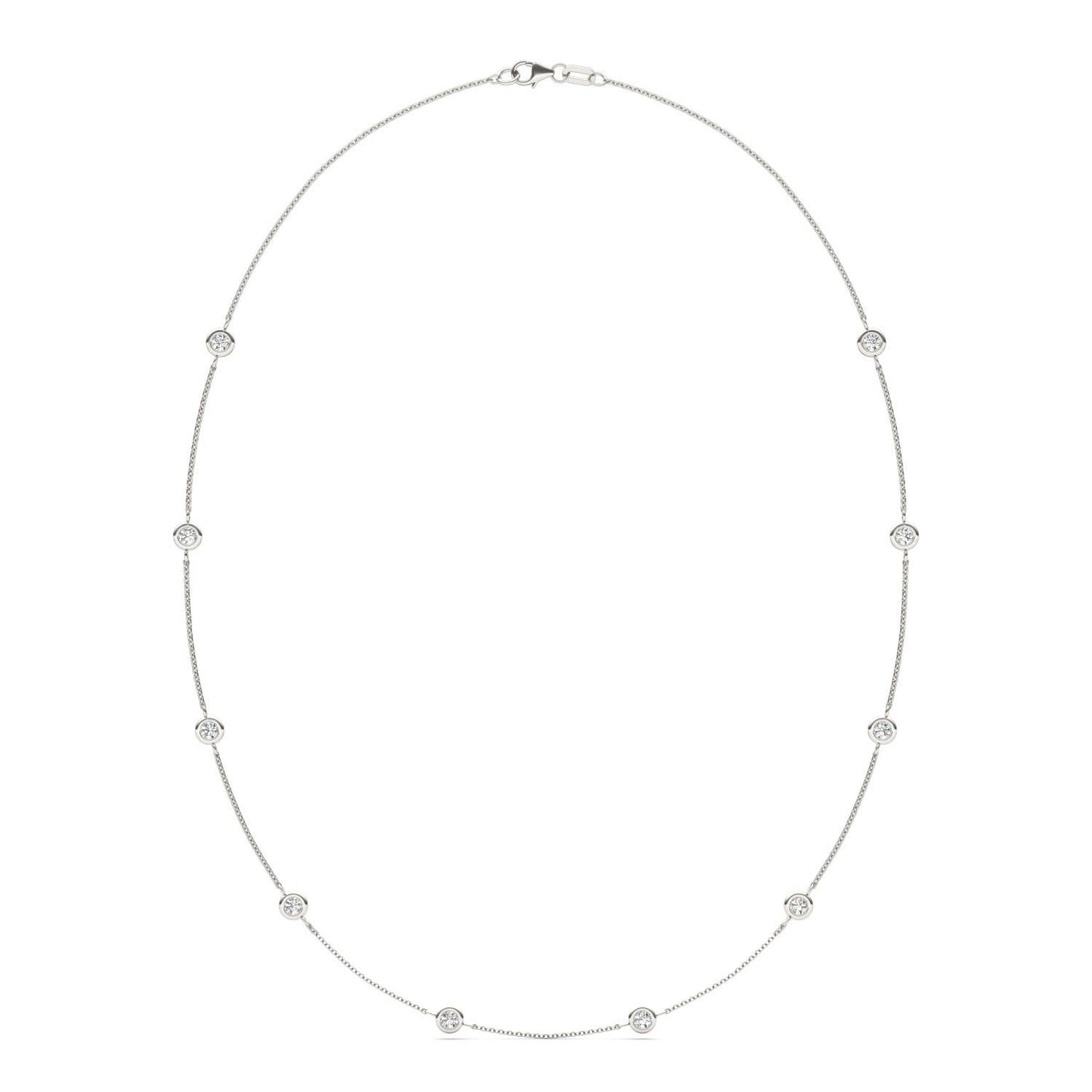 1 CTW Round Caydia Lab Grown Diamond 18in Station Necklace 14K White Gold