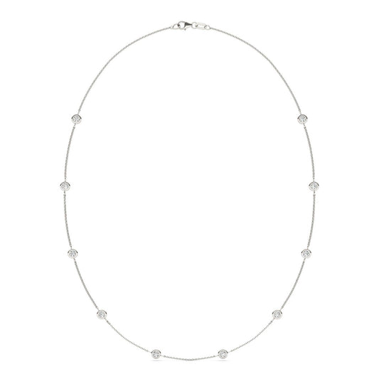 1 CTW Round Caydia Lab Grown Diamond 18in Station Necklace 14K White Gold
