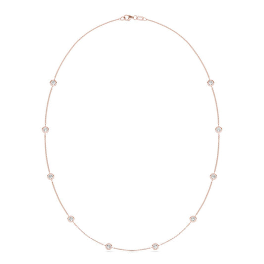 1 CTW Round Caydia Lab Grown Diamond 18in Station Necklace 14K Rose Gold