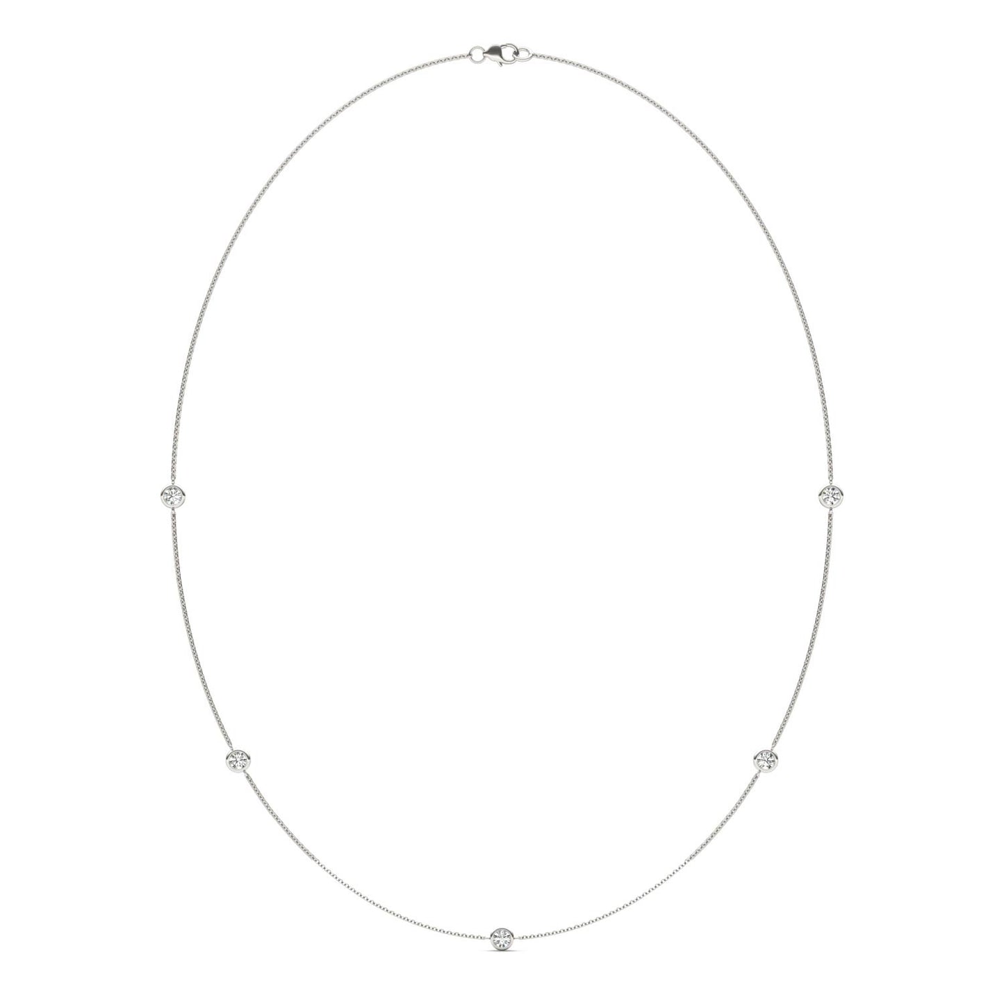 1 CTW Round Caydia Lab Grown Diamond 18in Station Necklace 14K White Gold