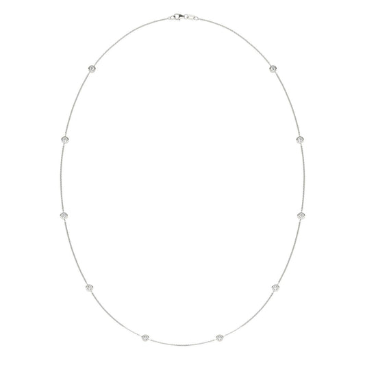 1 CTW Round Caydia Lab Grown Diamond 24in Station Necklace 14K White Gold
