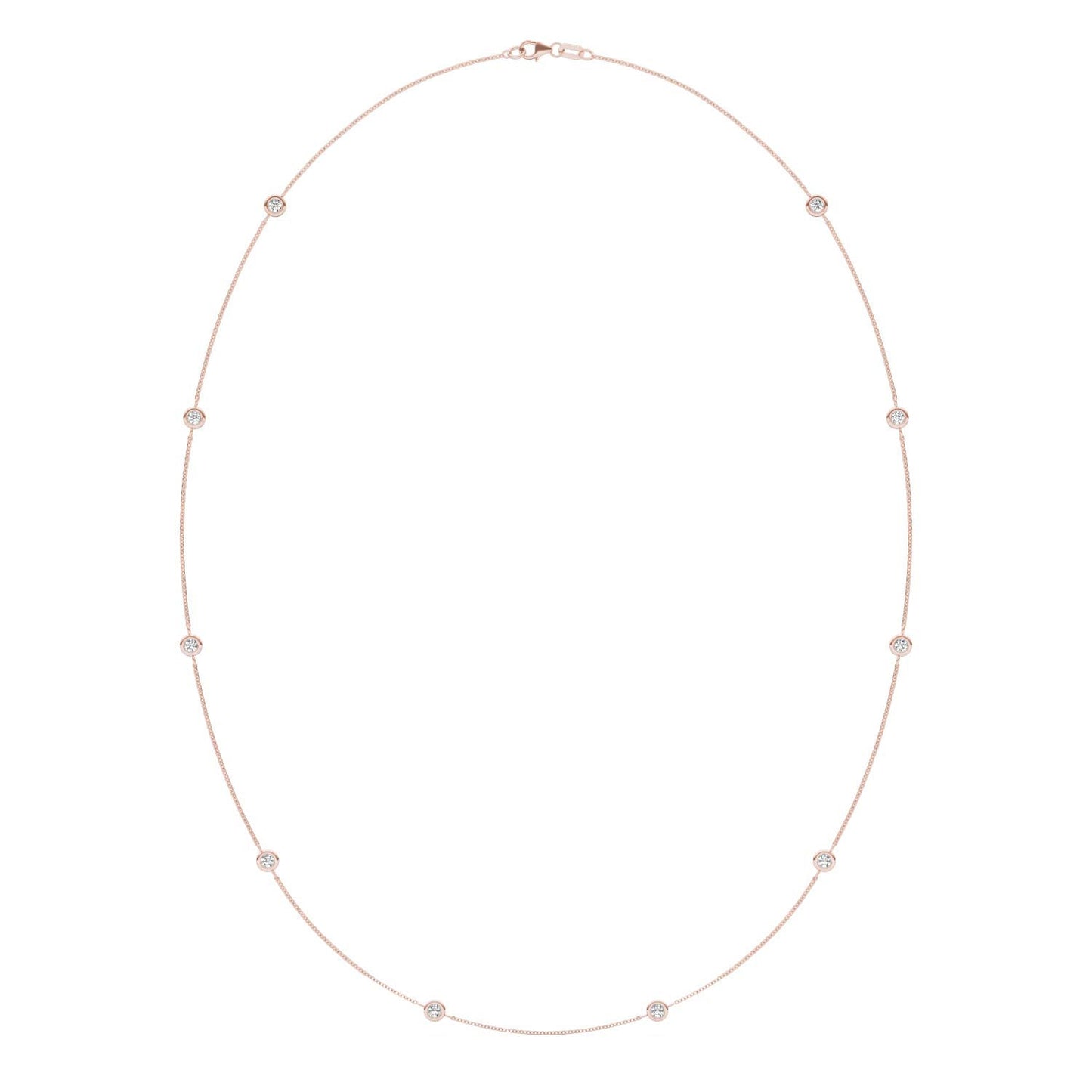 1 CTW Round Caydia Lab Grown Diamond 24in Station Necklace 14K Rose Gold