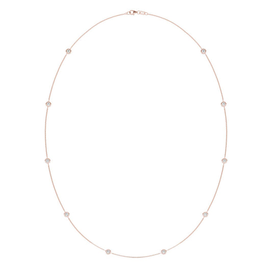 1 CTW Round Caydia Lab Grown Diamond 24in Station Necklace 14K Rose Gold