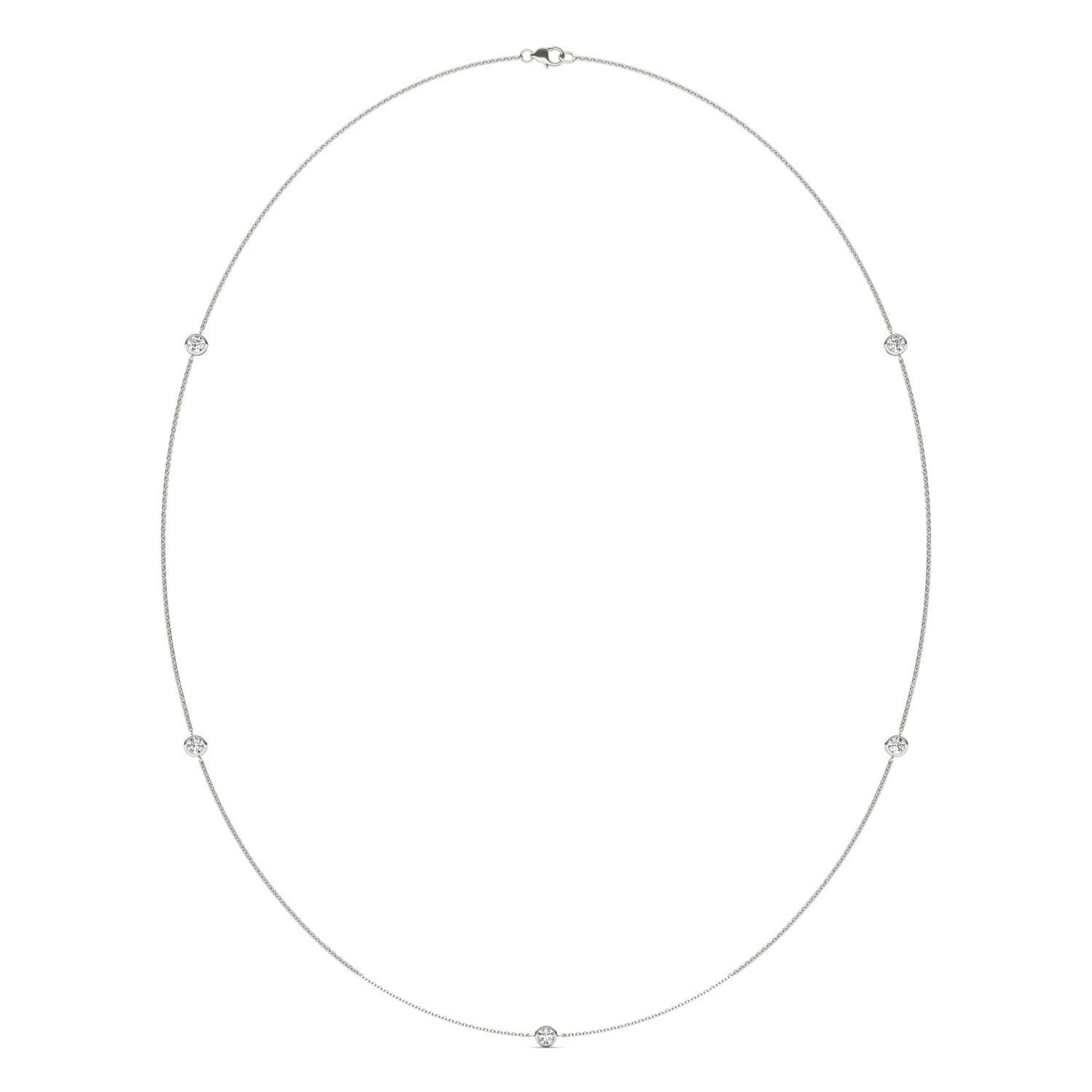 1 CTW Round Caydia Lab Grown Diamond 24in Station Necklace 14K White Gold