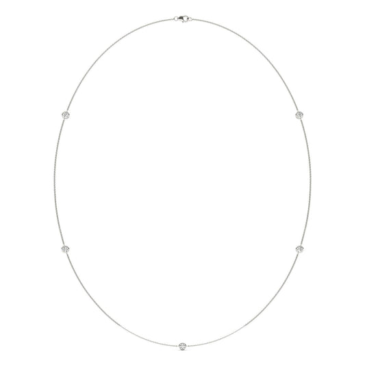 1 CTW Round Caydia Lab Grown Diamond 24in Station Necklace 14K White Gold