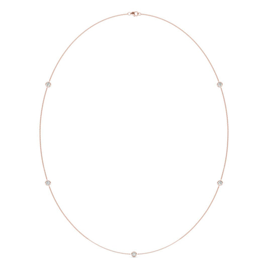 1 CTW Round Caydia Lab Grown Diamond 24in Station Necklace 14K Rose Gold