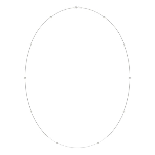 1 CTW Round Caydia Lab Grown Diamond 36in Station Ten Stone Necklace 14K White Gold